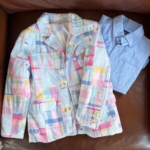 Gymboree Madras Plaid Easter spring Boys Blazer and Blue Oxford Button-down